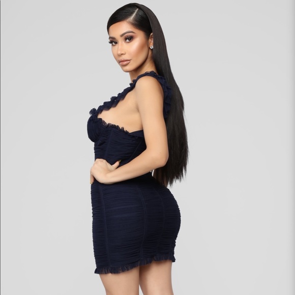 FASHION NOVA RUFF AROUND THE EDGES RUCHED MINI DRESS - Picture 4 of 6